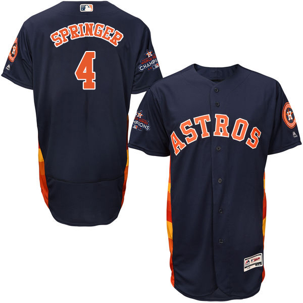 Astros #4 George Springer Navy Blue Flexbase Authentic Collection World Series Champions Stitched MLB Jersey - Click Image to Close